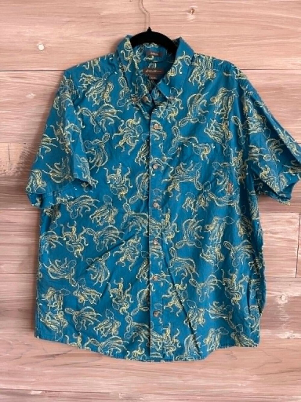 Eddie Bauer Octopus men's button down Polo shirt XL